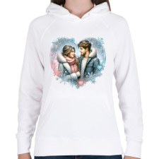 PRINTFASHION Szerelmespár - Női kapucnis pulóver - Fehér női pulóver, kardigán