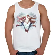 PRINTFASHION Szerelmespár télen - Férfi atléta - Fehér atléta, trikó