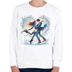 PRINTFASHION Szerelmespár télen - Gyerek pulóver - Fehér