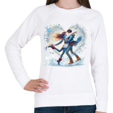 PRINTFASHION Szerelmespár télen - Női pulóver - Fehér