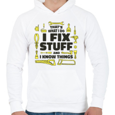 PRINTFASHION Szerelő - Férfi kapucnis pulóver - Fehér