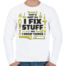 PRINTFASHION Szerelő - Férfi pulóver - Fehér