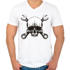 PRINTFASHION Szerelő koponya - Férfi V-nyakú póló - Fehér férfi póló