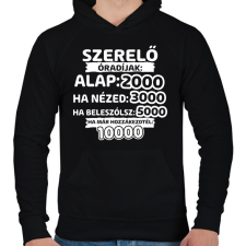 PRINTFASHION Szerelő óradíjak - Férfi kapucnis pulóver - Fekete férfi pulóver, kardigán