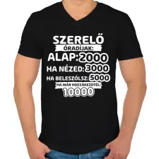 PRINTFASHION Szerelő óradíjak - Férfi V-nyakú póló - Fekete férfi póló