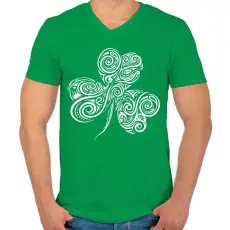 PRINTFASHION Szerencsehozó Lóhere - Férfi V-nyakú póló - Zöld