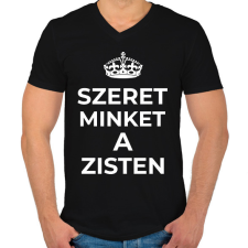 PRINTFASHION SZERET MINKET A ZISTEN - Férfi V-nyakú póló - Fekete férfi póló