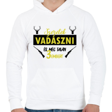 PRINTFASHION Szeretek vadászni - Férfi kapucnis pulóver - Fehér