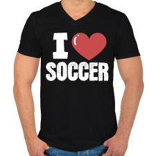 PRINTFASHION Szeretem a focit - Férfi V-nyakú póló - Fekete férfi póló
