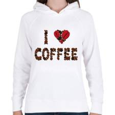 PRINTFASHION Szeretem a kávét- I love coffee - Női kapucnis pulóver - Fehér női pulóver, kardigán