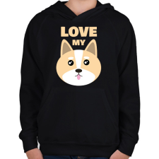 PRINTFASHION Szeretem a kutyám - Gyerek kapucnis pulóver - Fekete gyerek pulóver, kardigán