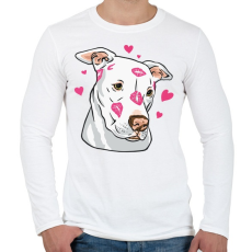 PRINTFASHION Szeretem a kutyám Pitt bull - Férfi hosszú ujjú póló - Fehér