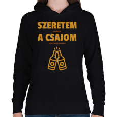 PRINTFASHION Szeretem, amikor a csajom sört hoz nekem - Női kapucnis pulóver - Fekete