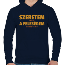 PRINTFASHION Szeretem, amikor a feleségem csendben marad - Férfi kapucnis pulóver - Sötétkék férfi pulóver, kardigán