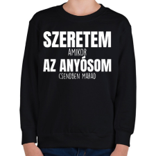 PRINTFASHION Szeretem az anyósom fehér - Gyerek pulóver - Fekete gyerek pulóver, kardigán