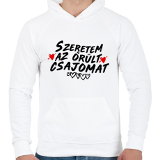 PRINTFASHION Szeretem az örült csajomat - Férfi kapucnis pulóver - Fehér