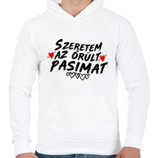 PRINTFASHION Szeretem az őrült pasimat - Férfi kapucnis pulóver - Fehér