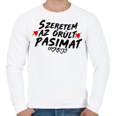 PRINTFASHION Szeretem az őrült pasimat - Férfi pulóver - Fehér
