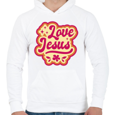 PRINTFASHION Szeretem Jézust - Férfi kapucnis pulóver - Fehér