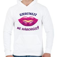 PRINTFASHION Szeretkezz, ne háborúzz! - Férfi kapucnis pulóver - Fehér férfi pulóver, kardigán