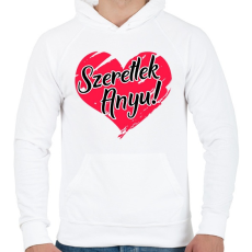 PRINTFASHION Szeretlek Anyu - Férfi kapucnis pulóver - Fehér