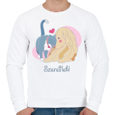 PRINTFASHION Szeretlek - cica és kutya - Férfi pulóver - Fehér