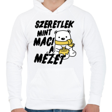 PRINTFASHION Szeretlek, mint maci a mézet - páros minta - Férfi kapucnis pulóver - Fehér férfi pulóver, kardigán