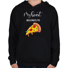 PRINTFASHION Szeretlek Pizza - Gyerek kapucnis pulóver - Fekete gyerek pulóver, kardigán