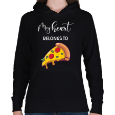 PRINTFASHION Szeretlek Pizza - Női kapucnis pulóver - Fekete női pulóver, kardigán