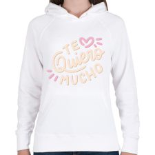 PRINTFASHION Szeretlek - Te Qiuero  - Női kapucnis pulóver - Fehér női pulóver, kardigán