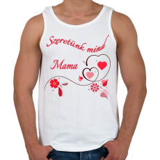 PRINTFASHION Szeretünk mind Mama - Férfi atléta - Fehér