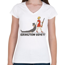 PRINTFASHION Szereztem egyet - Női V-nyakú póló - Fehér női póló