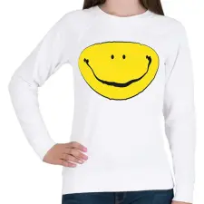 PRINTFASHION Szétfolyt smiley - Női pulóver - Fehér női pulóver, kardigán