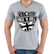 PRINTFASHION Szex, drog és rock and roll - Férfi V-nyakú póló - Sport szürke