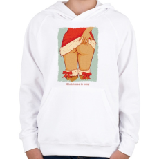 PRINTFASHION Szexi Karácsony - Gyerek kapucnis pulóver - Fehér