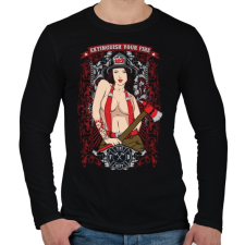PRINTFASHION Szexi tűzoltó csaj - Férfi hosszú ujjú póló - Fekete férfi póló