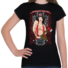 PRINTFASHION Szexi tűzoltó csaj - Női póló - Fekete női póló