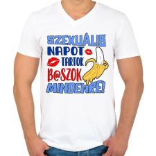 PRINTFASHION Szexuális napot tartok - Férfi V-nyakú póló - Fehér férfi póló
