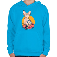 PRINTFASHION Szfinx - Gyerek kapucnis pulóver - Azúrkék gyerek pulóver, kardigán
