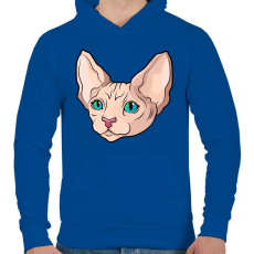PRINTFASHION Szfinx macska buksi - Férfi kapucnis pulóver - Királykék