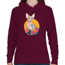 PRINTFASHION Szfinx  - Női kapucnis pulóver - Bordó női pulóver, kardigán