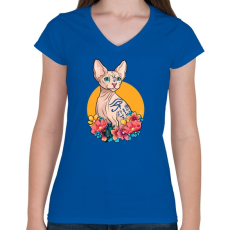 PRINTFASHION Szfinx  - Női V-nyakú póló - Királykék