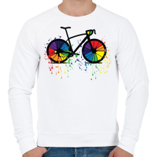 PRINTFASHION Színes bicikli - Férfi pulóver - Fehér
