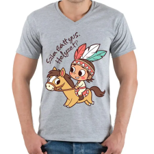 PRINTFASHION Szia Báttyus, helyzet? - Férfi V-nyakú póló - Sport szürke férfi póló