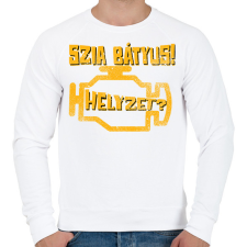 PRINTFASHION Szia Bátyus! Helyzet? (Check Engine) - Férfi pulóver - Fehér férfi pulóver, kardigán