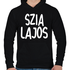 PRINTFASHION Szia Lajos! - Férfi kapucnis pulóver - Fekete