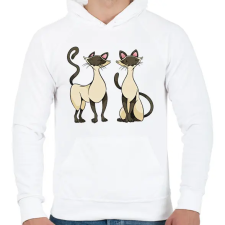 PRINTFASHION Sziámi cicák - Férfi kapucnis pulóver - Fehér férfi pulóver, kardigán