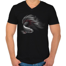 PRINTFASHION Sziámi harcoshal portré - Férfi V-nyakú póló - Fekete