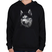 PRINTFASHION Szibériai husky - Gyerek kapucnis pulóver - Fekete gyerek pulóver, kardigán