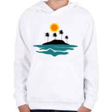 PRINTFASHION sziget-pálmafák-nap-tenger - Gyerek kapucnis pulóver - Fehér